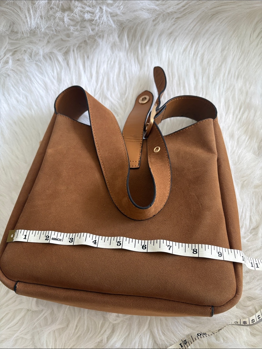 Coach Tan Suede Shoulder Bag with Turn-Lock Strap - Picture 13 of 16